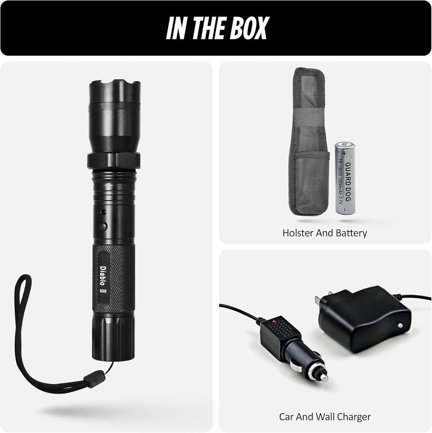 Stun Gun Diablo 2 with Flashlight | 320 Lumen and 3-Function Light