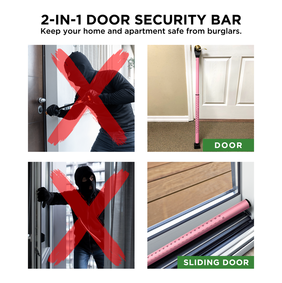 Buy Door Security Bar with Alarm online Front and Patio Door Jammer