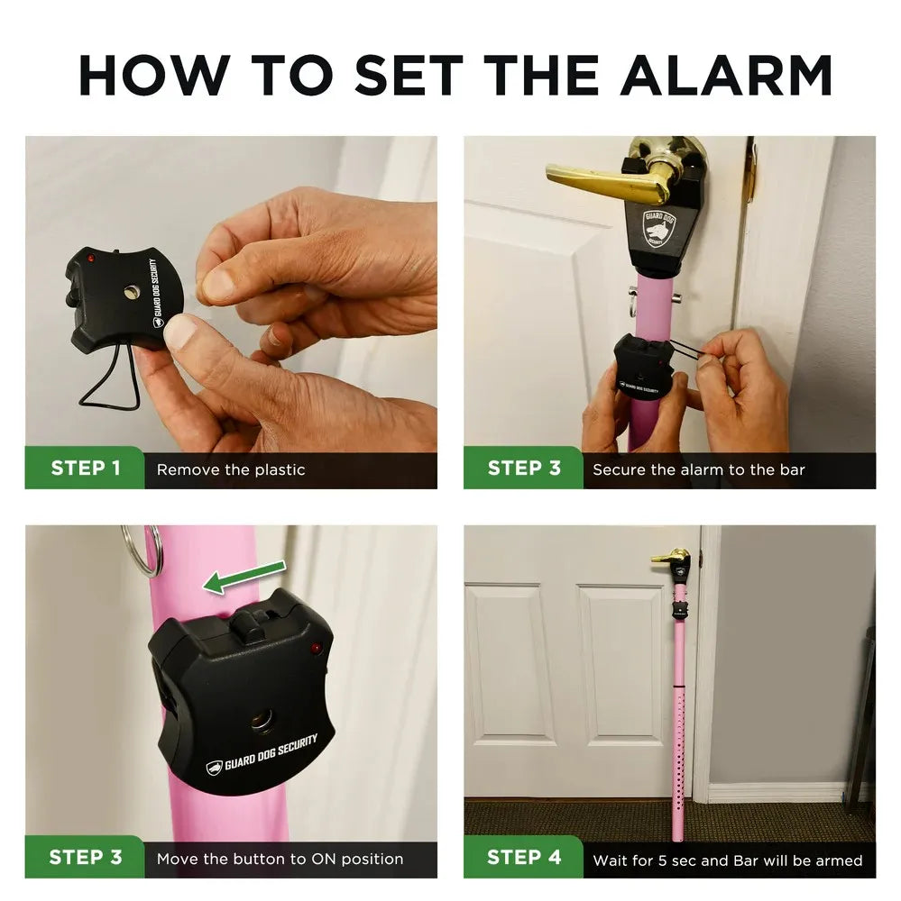 Door Security Bar with Alarm | Front and Patio Door Jammer