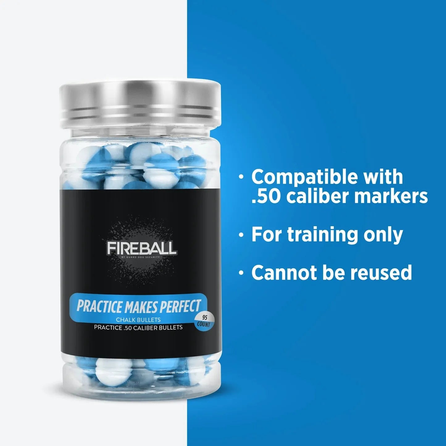 Chalk balls for training and Self Defense | .50 Caliber Inert rounds