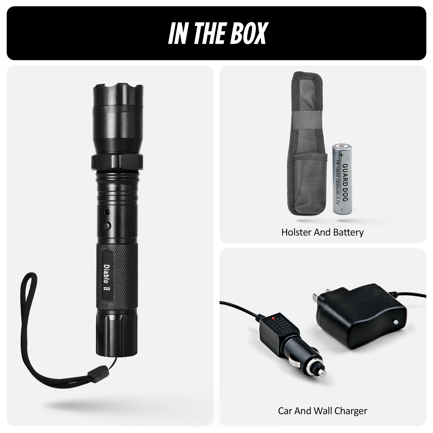 Stun Gun Diablo 2 with Flashlight | 320 Lumen and 3-Function Light