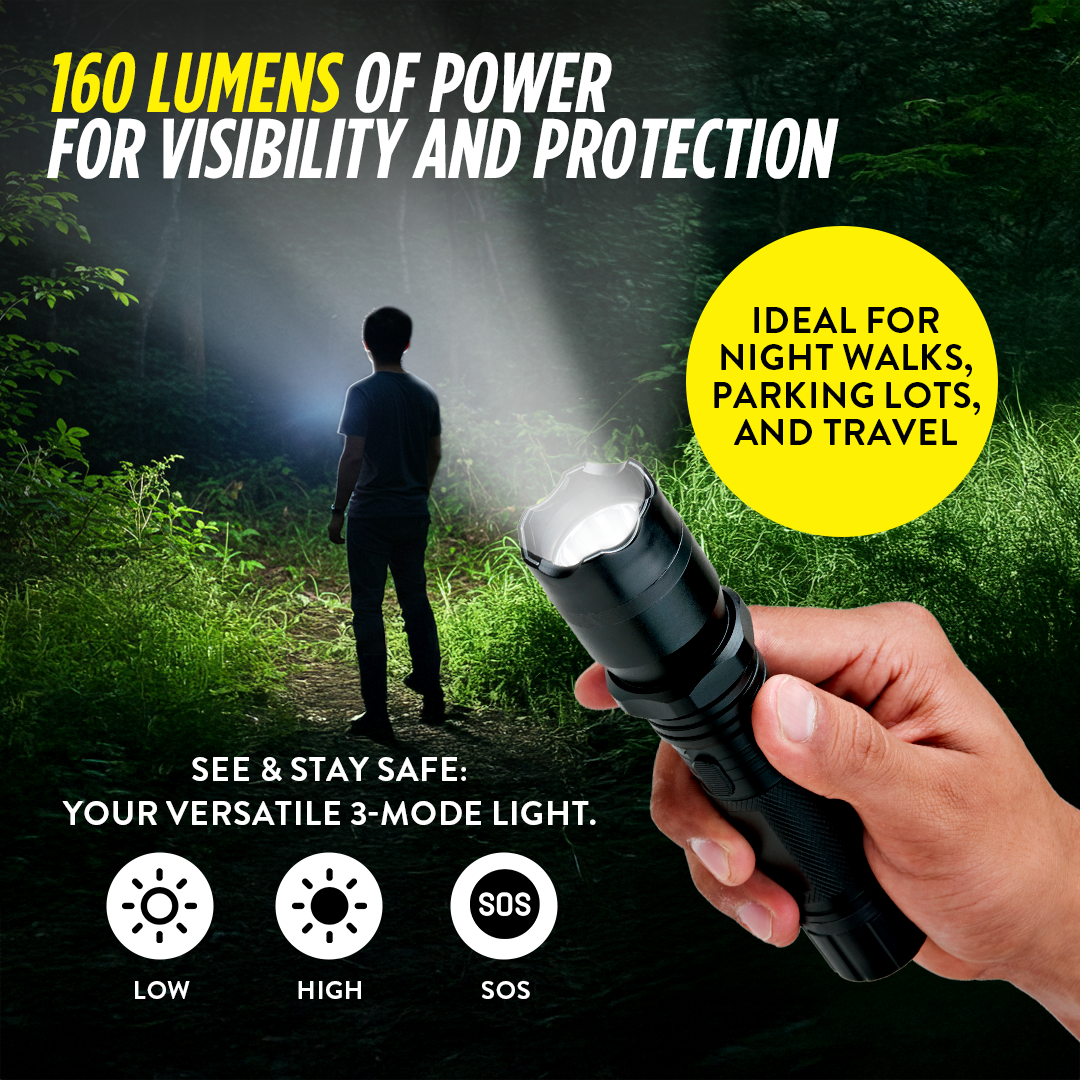 Stun Gun Diablo with Flashlight | 160 Lumen and 3-Function Light