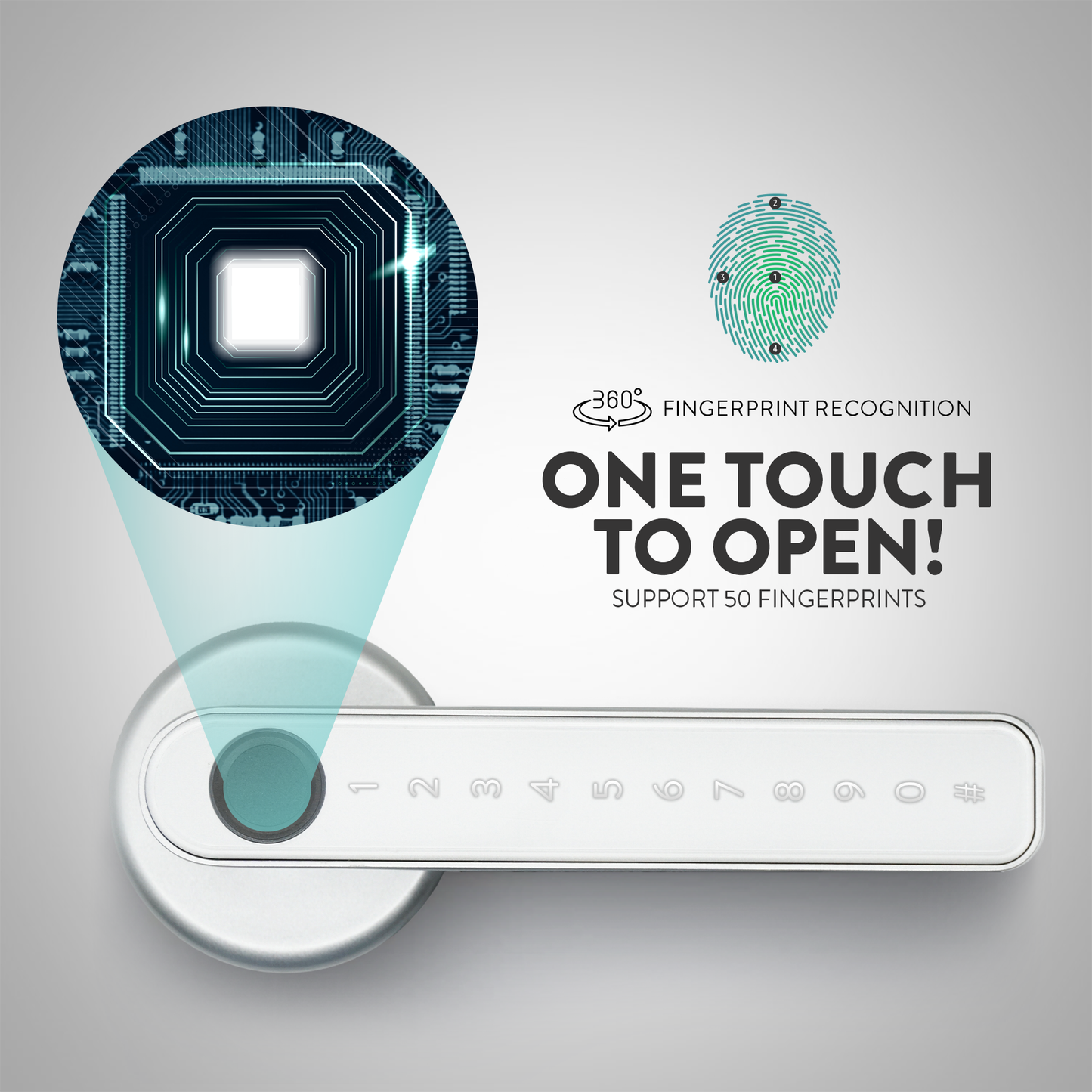 Biometric Smart Lock Ziplock | Handle Lock w/ 4-Ways to Unlock