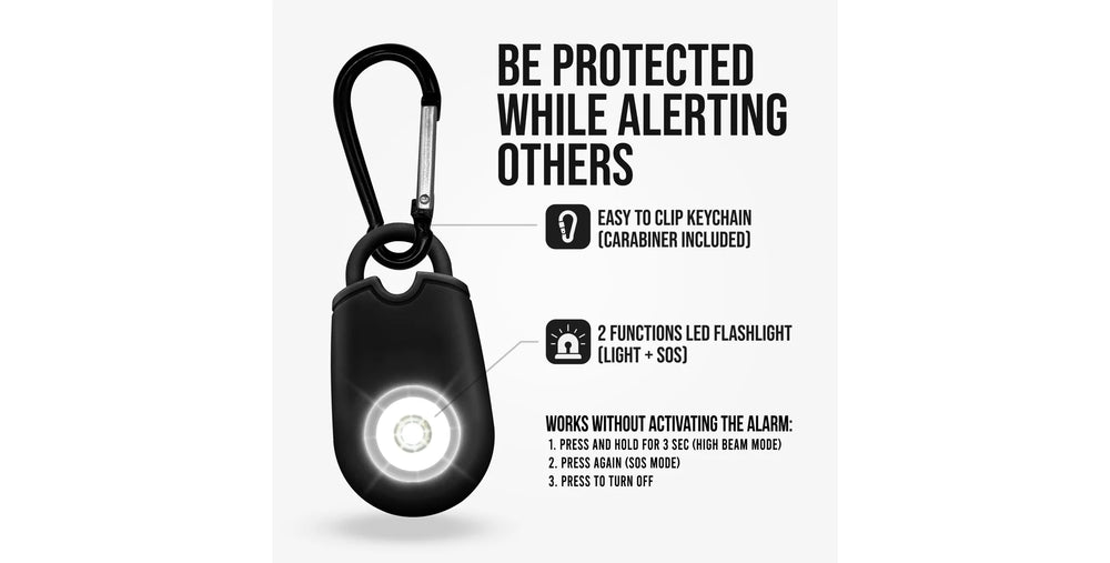 Guard Dog Security Personal Alarm with Flashlight | 125 dB w/ Carabiner