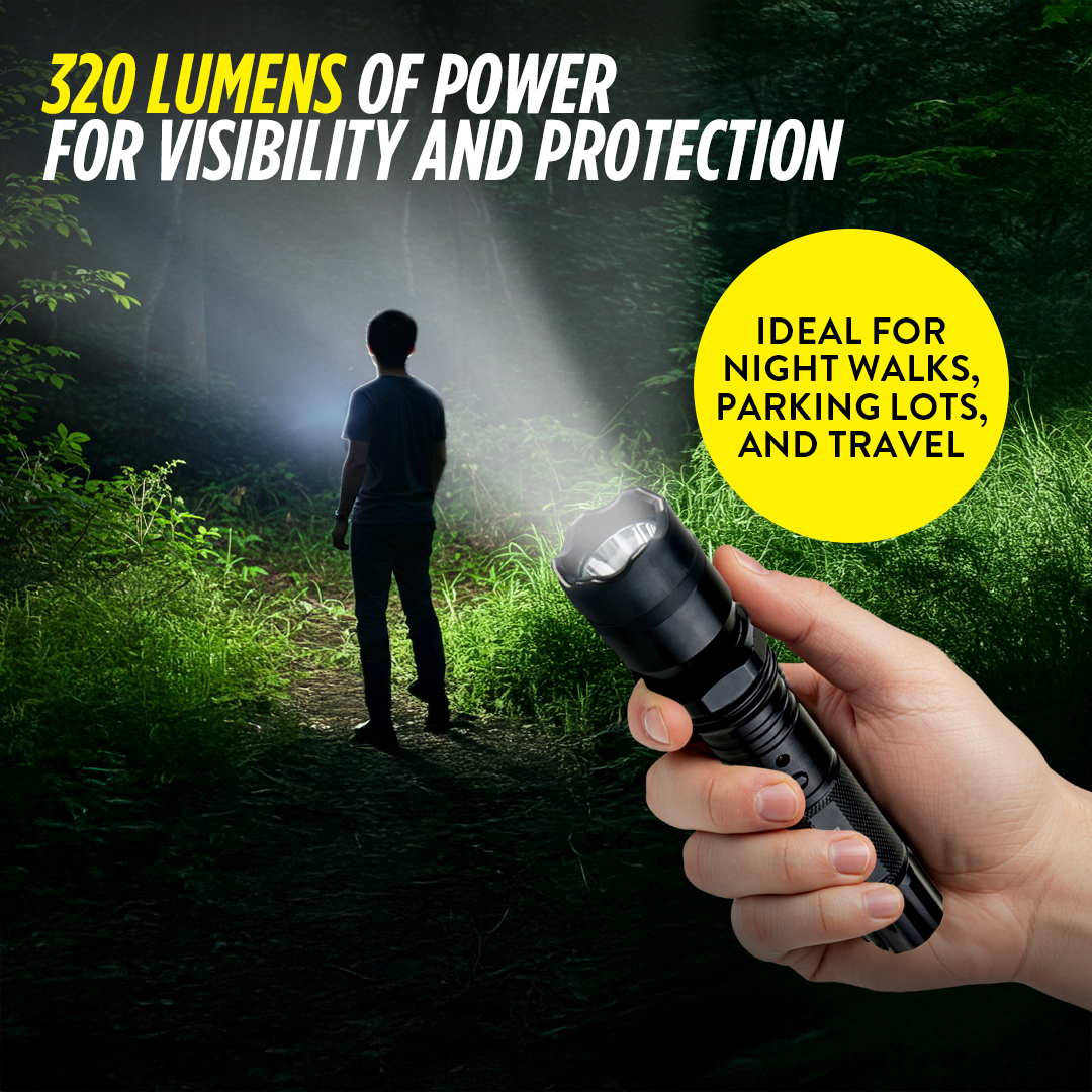 Stun Gun Diablo 2 with Flashlight | 320 Lumen and 3-Function Light