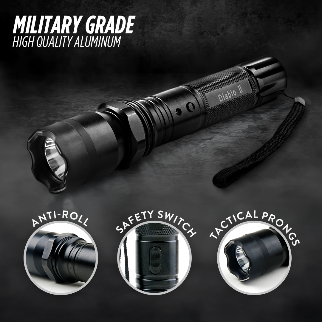 Stun Gun Diablo 2 with Flashlight | 320 Lumen and 3-Function Light