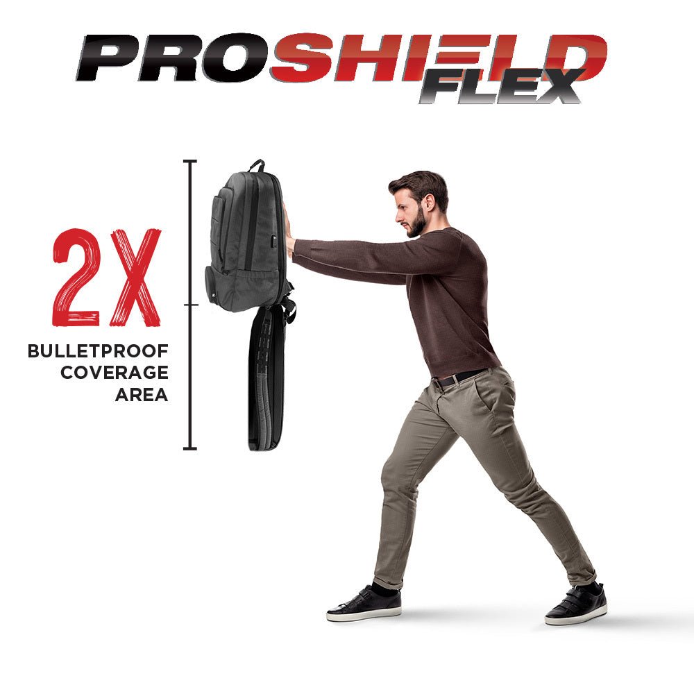 Proshield Flex - Full-Body Bulletproof Backpack w/ Charging Bank and Multi-Flex Webbing - Backpack