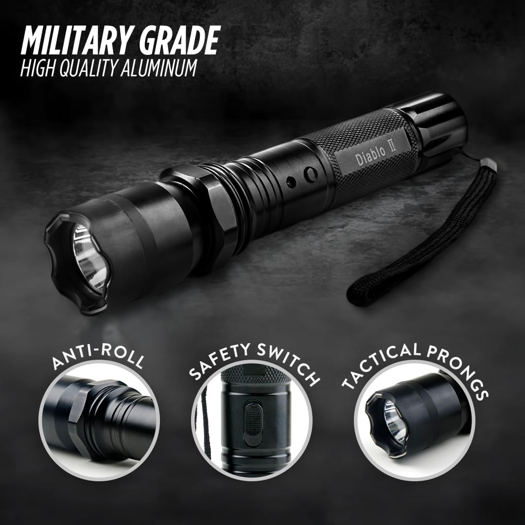 Stun Gun Diablo 2 with Flashlight | 320 Lumen and 3-Function Light