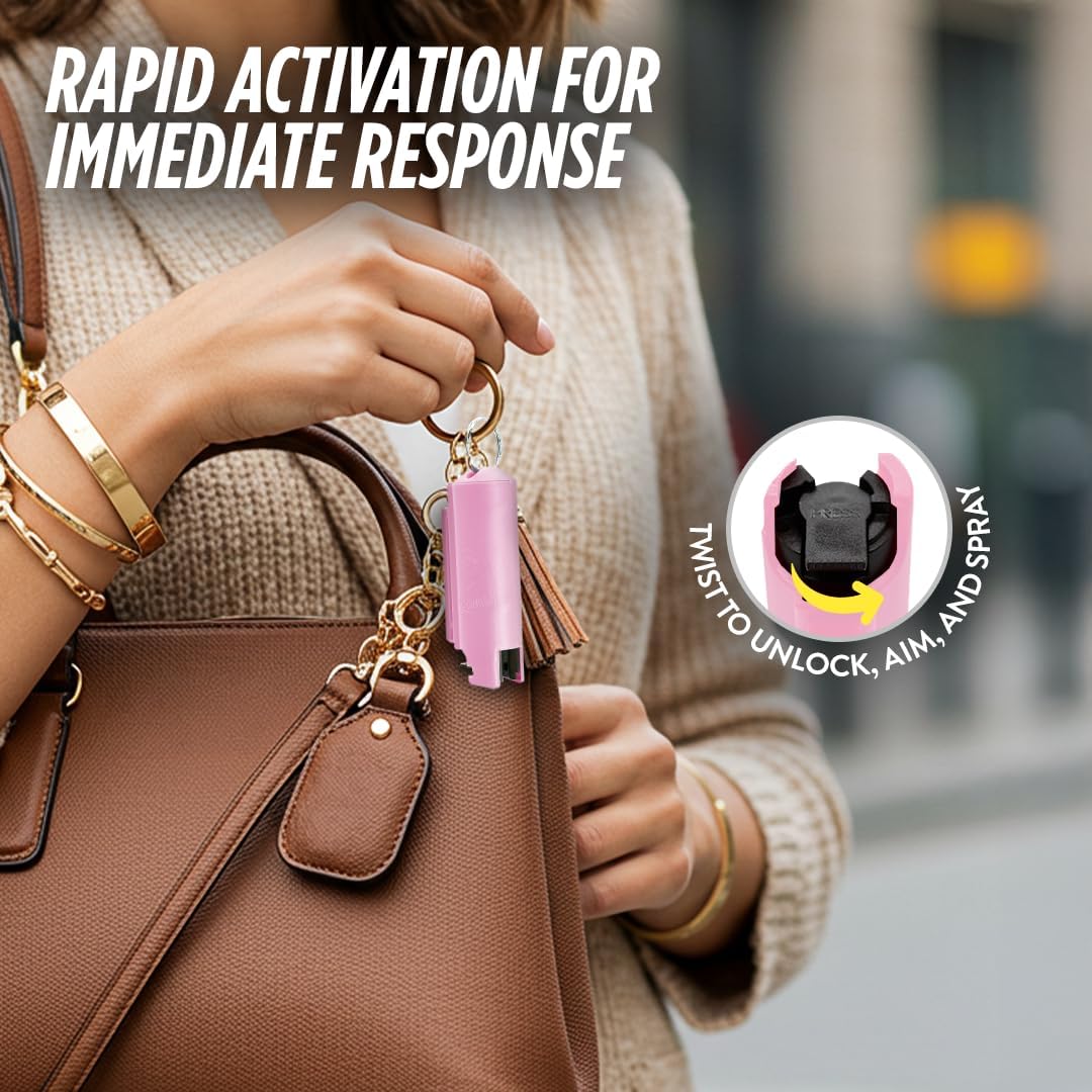 Quick Action Pepper Spray Hard Case with belt clip |  Keychain ready