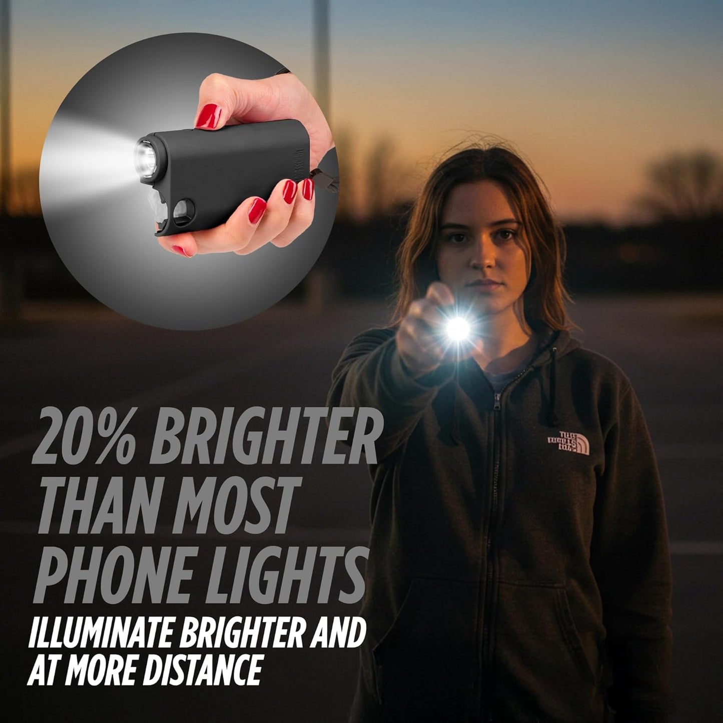 Pepper Spray with Stun Gun and Flashlight | Glow in the dark can