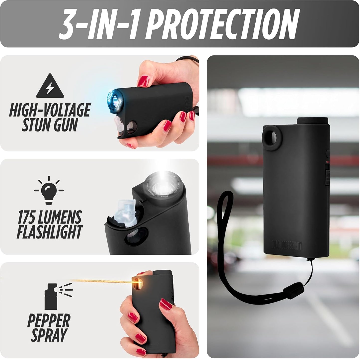 Pepper Spray with Stun Gun and Flashlight | Glow in the dark can