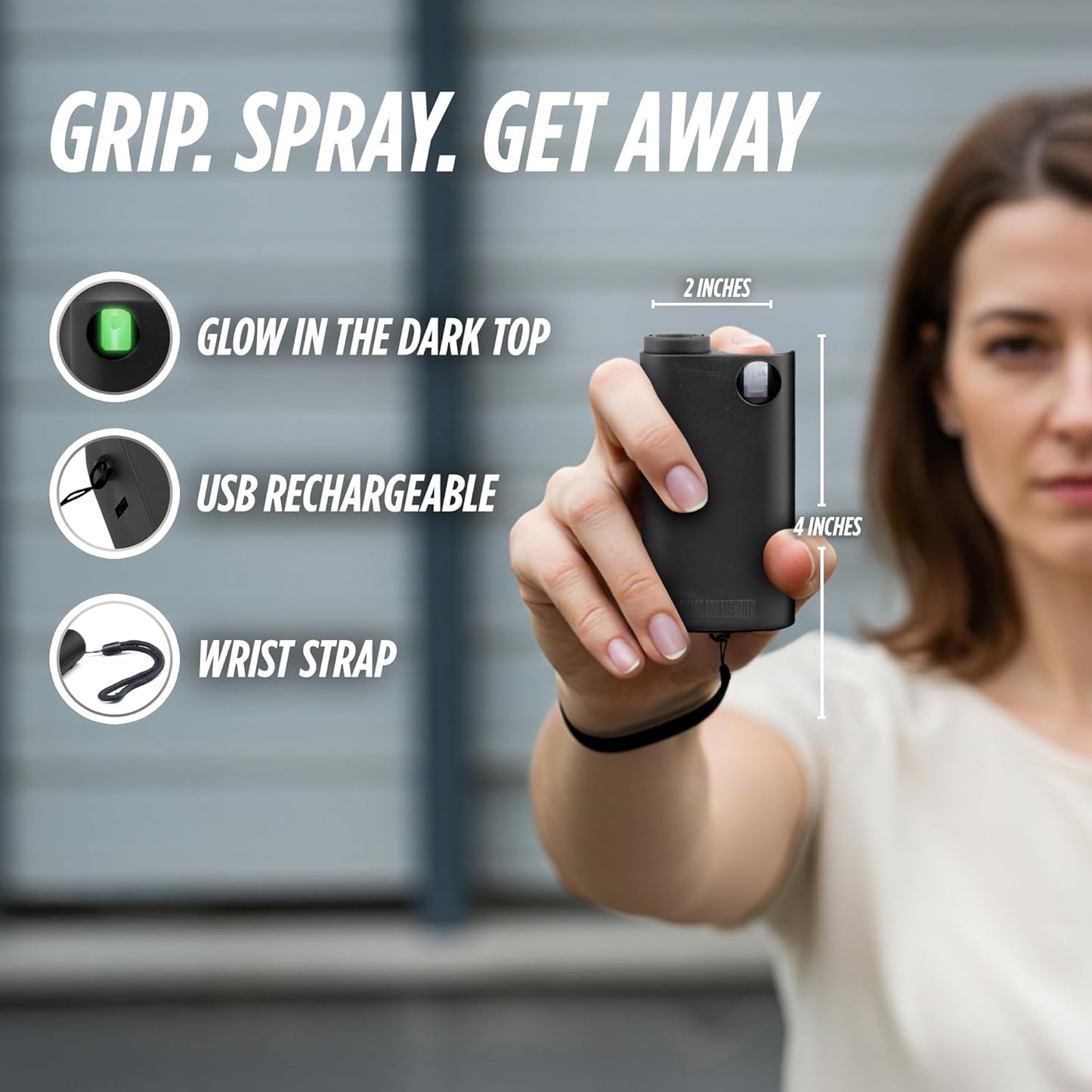 Pepper Spray with Stun Gun and Flashlight | Glow in the dark can