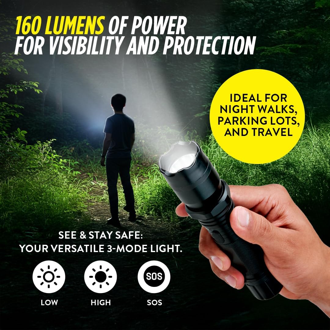 Stun Gun Diablo 2 with Flashlight | 320 Lumen and 3-Function Light