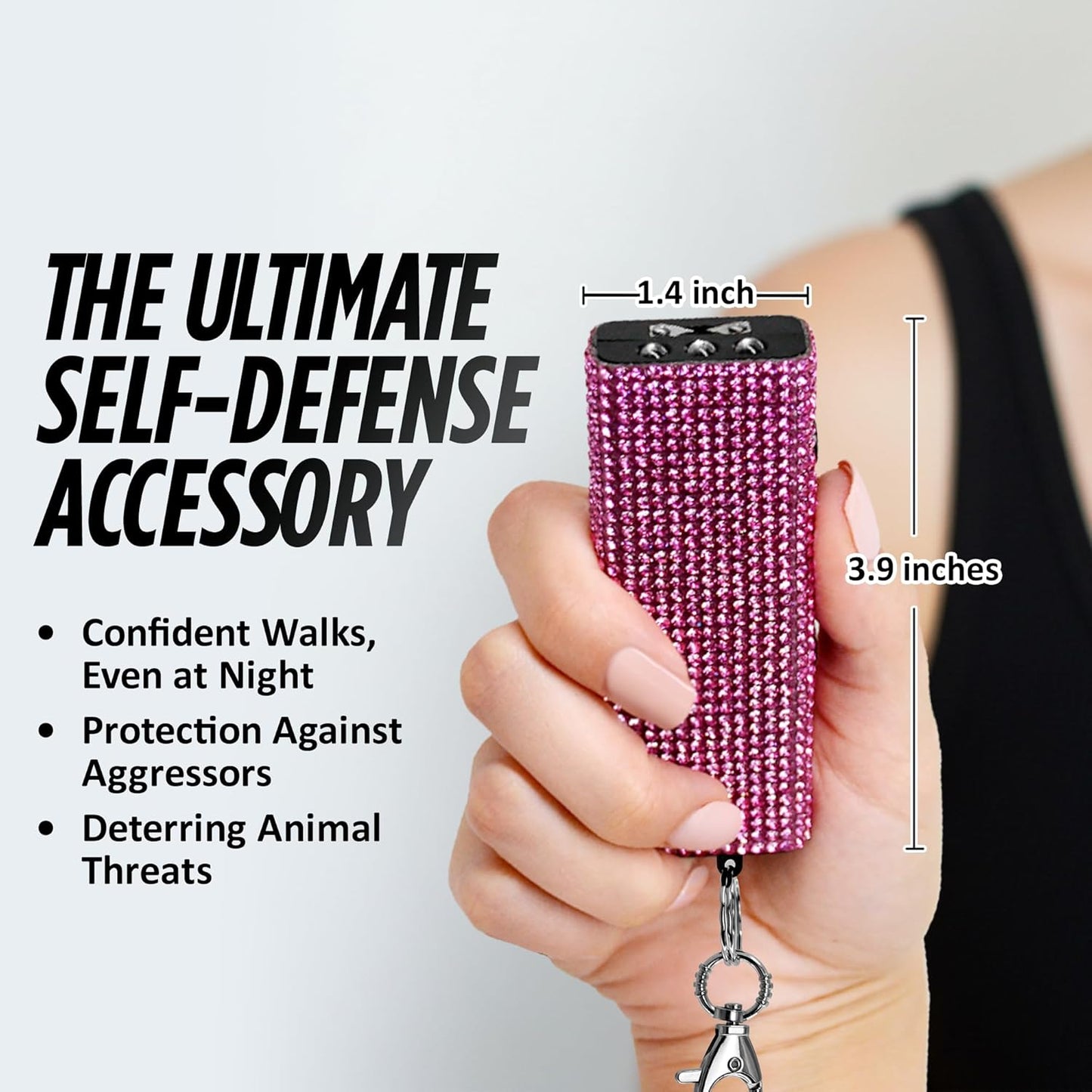 Stun Gun with Stylish Rhinestone Design | LED Light w/ Keychain
