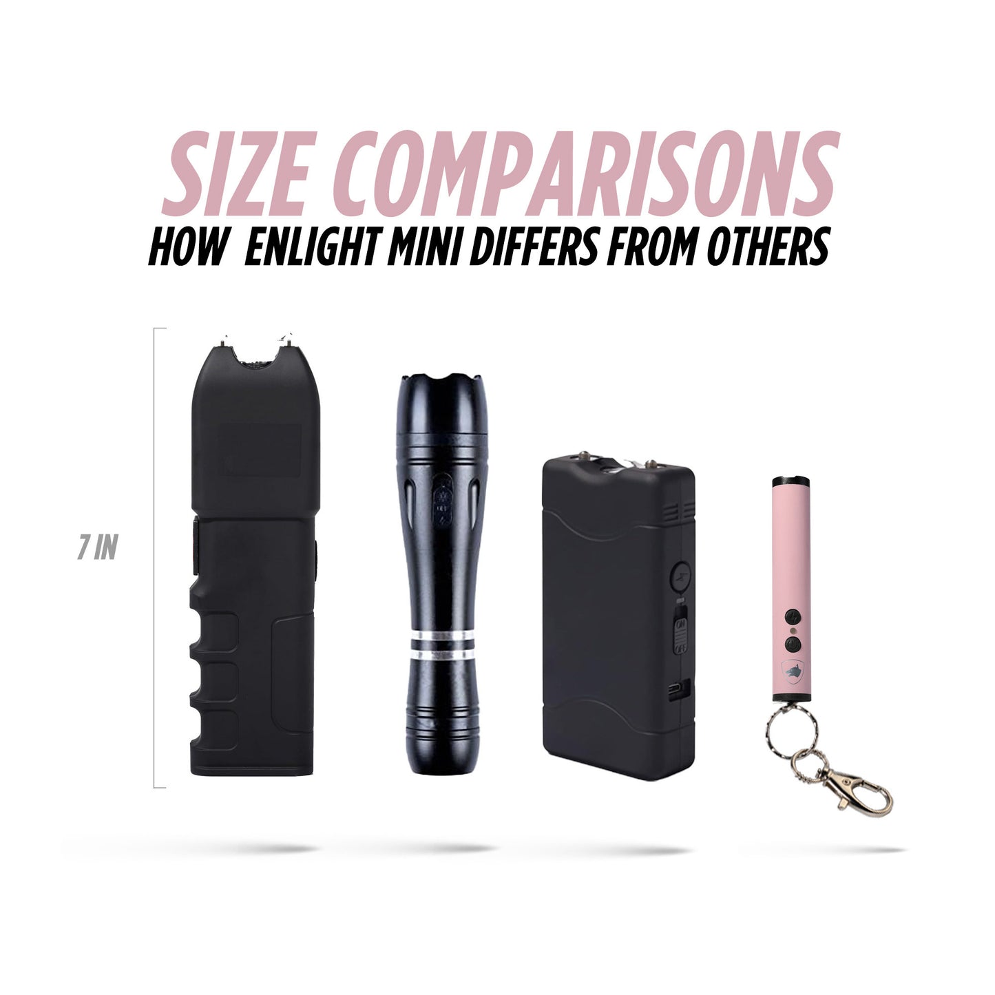 Compact Stun Gun with LED Flashlight & Keychain Clip | Enlight Mini
