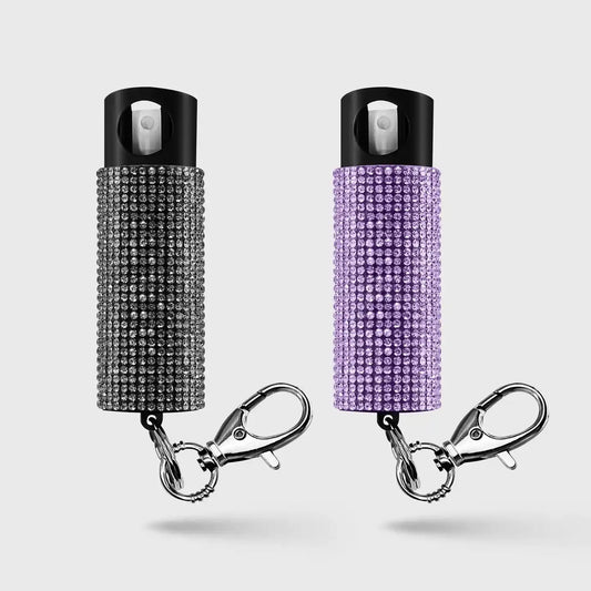 Pepper Spray with Stylish Rhinestone Design | GID w/ Snap Clip 2 Pack