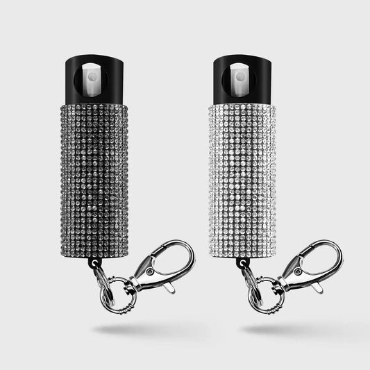Pepper Spray with Stylish Rhinestone Design | GID w/ Snap Clip 2 Pack