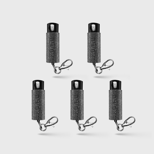 Pepper Spray with Stylish Rhinestone Design | GID w/ Snap Clip 5 Pack