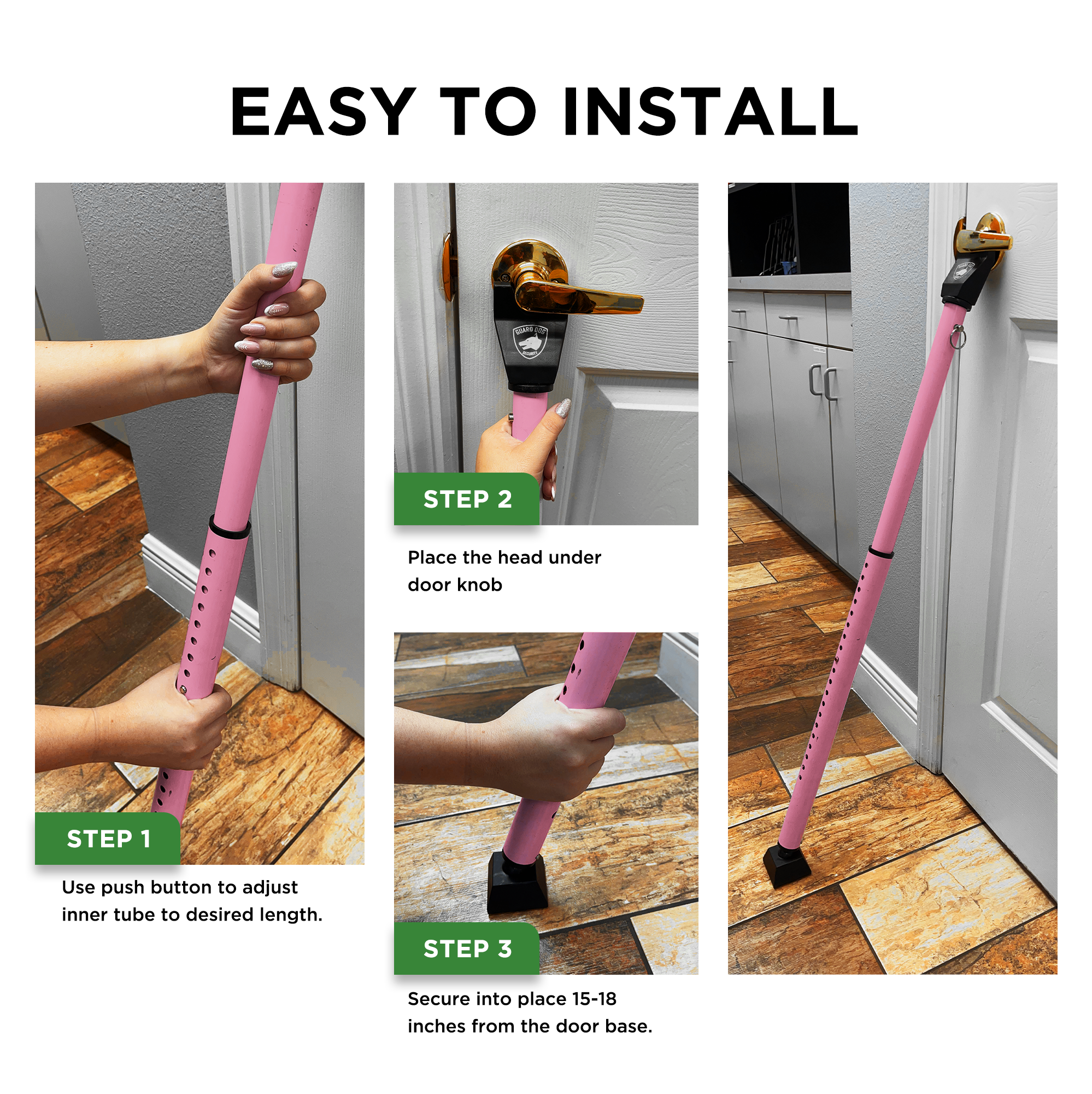 Door Security Bar - Door Jammer w/ Alarm, Front and Patio Door