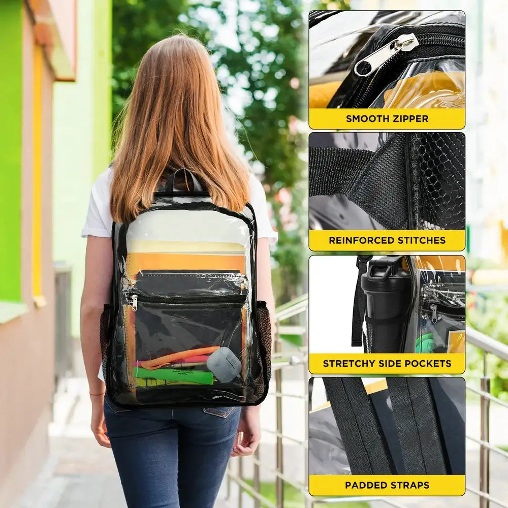 Clear Backpack Stadium Approved 15 x 11 x 5, Small and Transparent Backpack for Sports Event and ConcertsClear Backpack Stadium Approved 15 x 11 x 5, Small and Transparent Backpack for Sports Event and Concerts