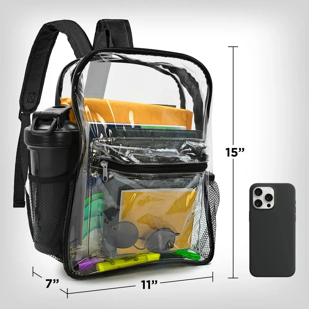 Clear Backpack Stadium Approved 15 x 11 x 5, Small and Transparent Backpack for Sports Event and Concerts