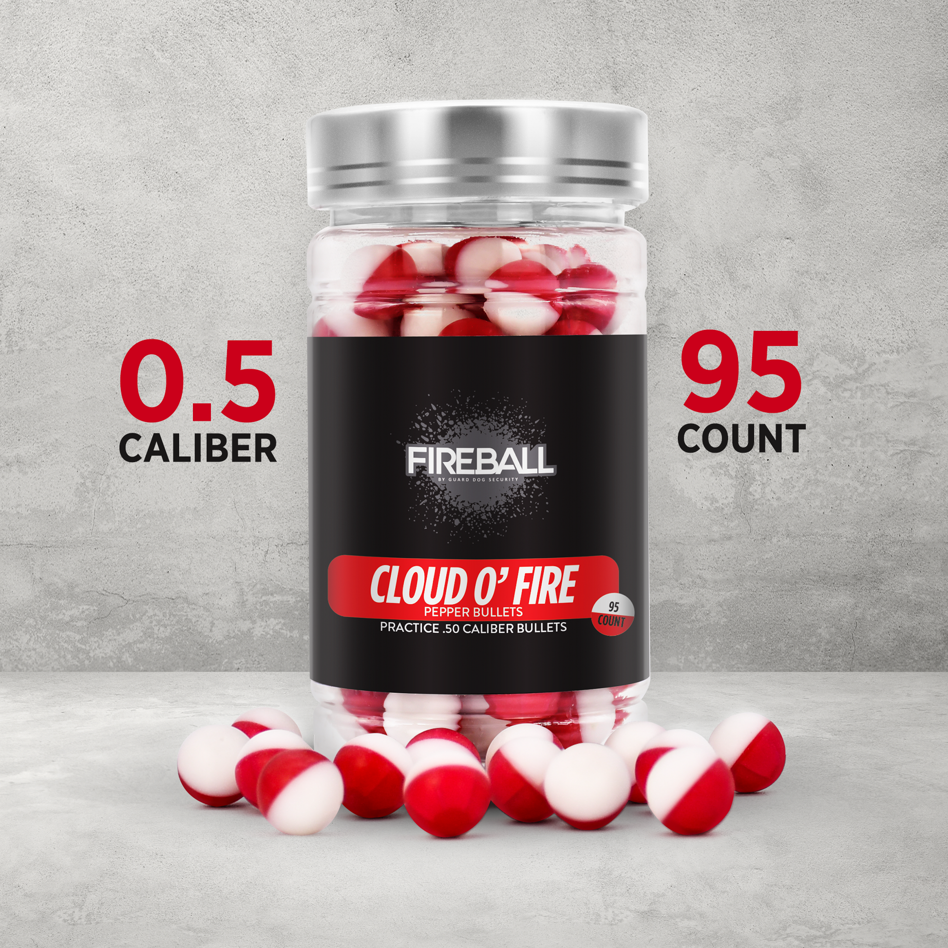 Cloud o' Fire - Red Pepper bullets, PAVA Rounds for The Self Defense Gun, .68 Caliber Pepper OC balls, 6 count