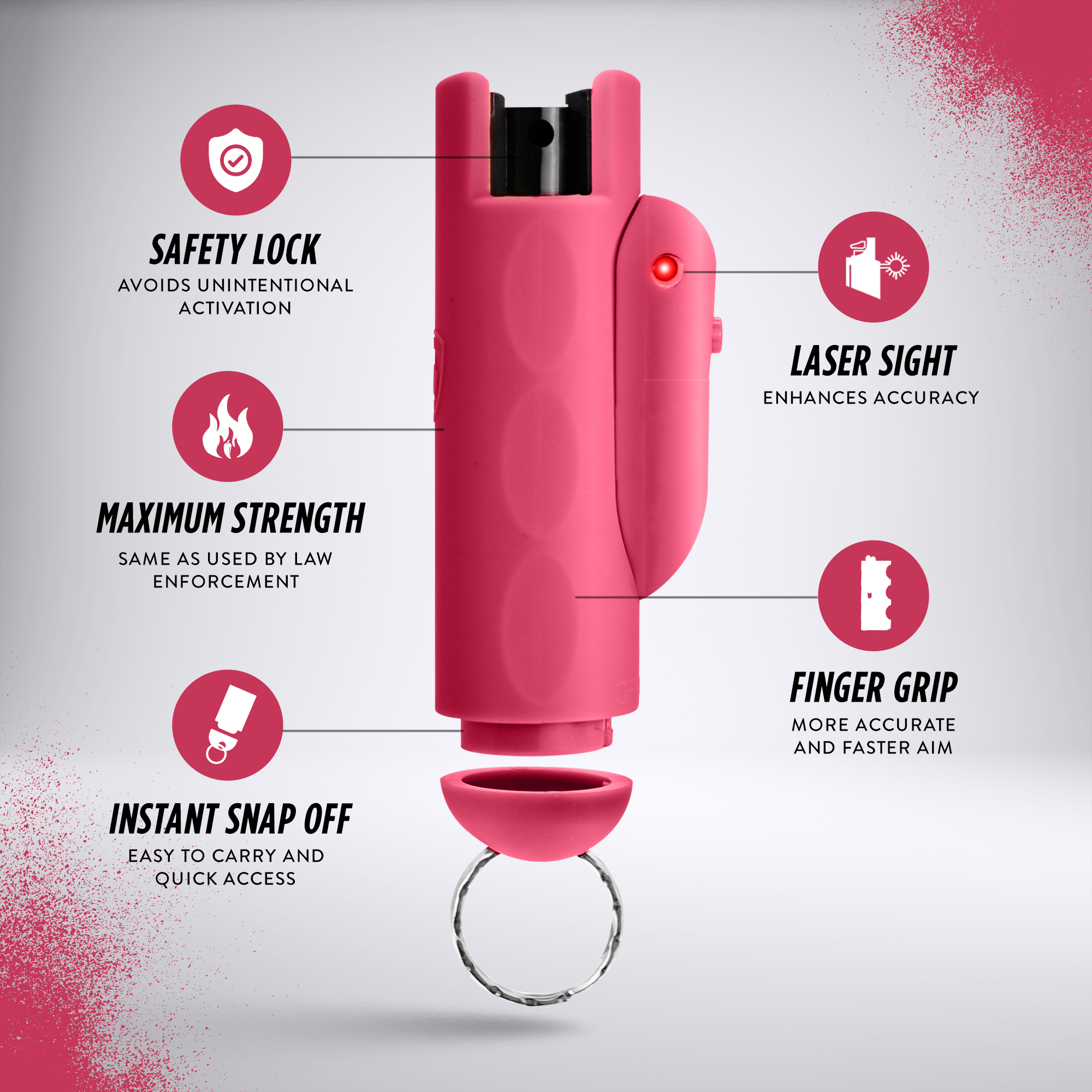 AccuFire 2 Laser Assist Keychain Pepper Spray with Instant Release Pepper Spray, 16' Range, Maximum Strength