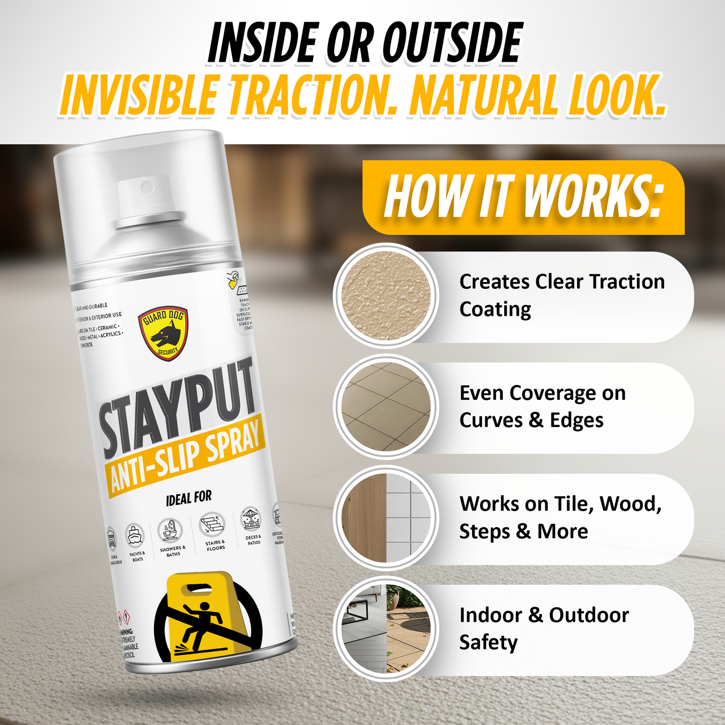 StayPut Anti-Slip Spray – Clear Grip Coating for Slippery Surfaces