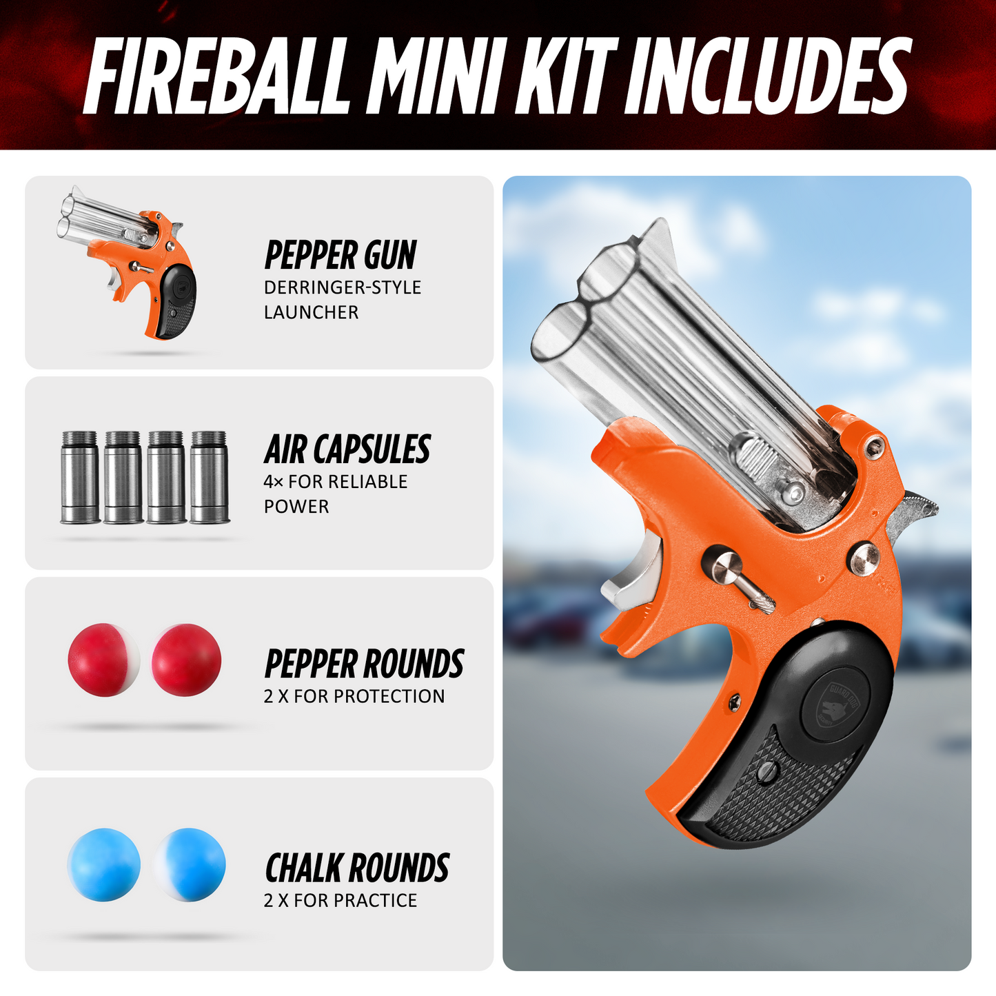FireBall Mini, .50 Caliber CO₂ Compact Pepper Launcher