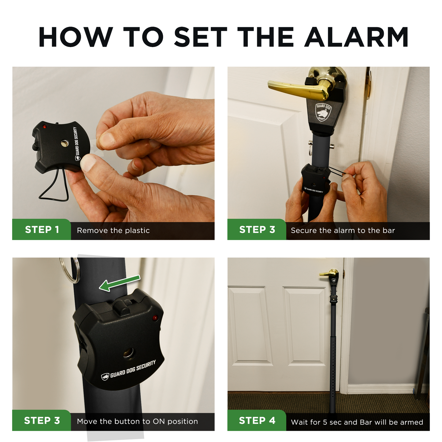 Door Security Bar with Alarm | Front and Patio Door Jammer