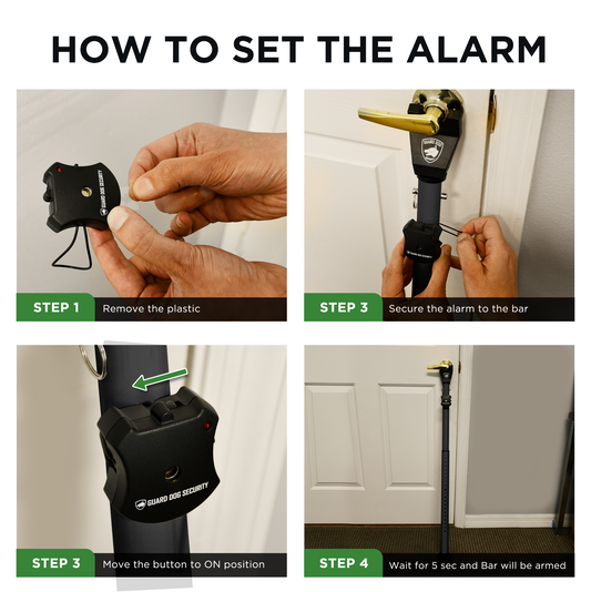 Door Security Bar with Alarm | Front and Patio Door Jammer