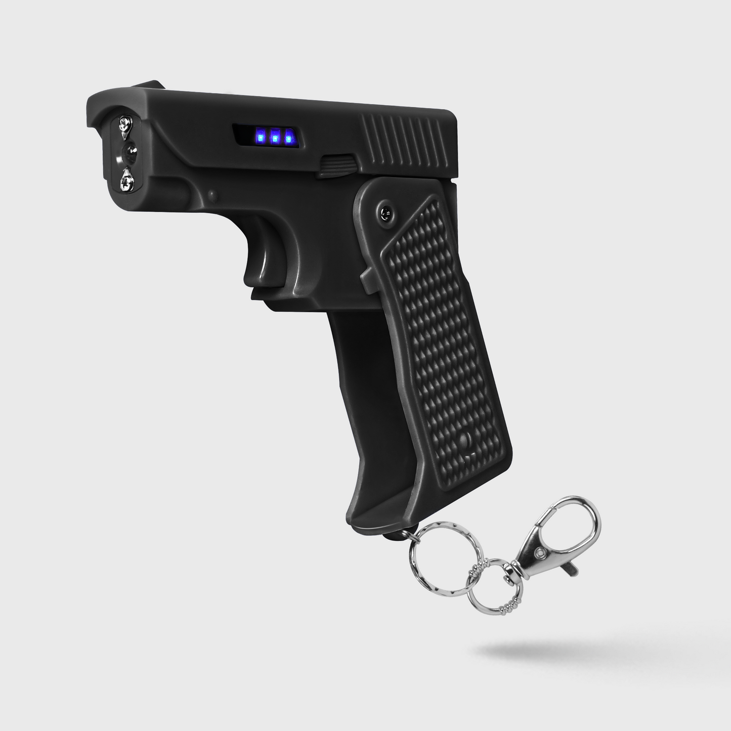 Shot In The Dark, Pistol-Style Stun Gun, Folds Compact and Closed, LED Flashlight