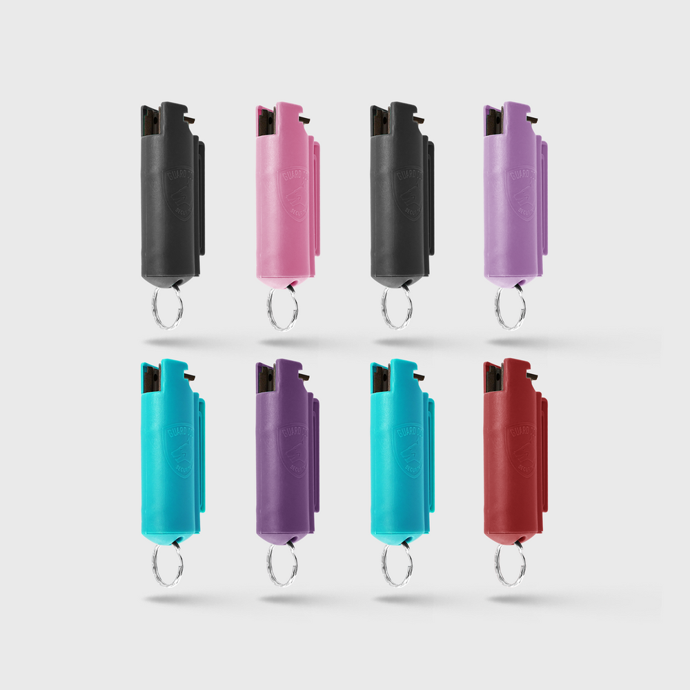 Pepper Spray Hard Case with Belt Clip | 0.5 oz w/ Keychain 8 Pack