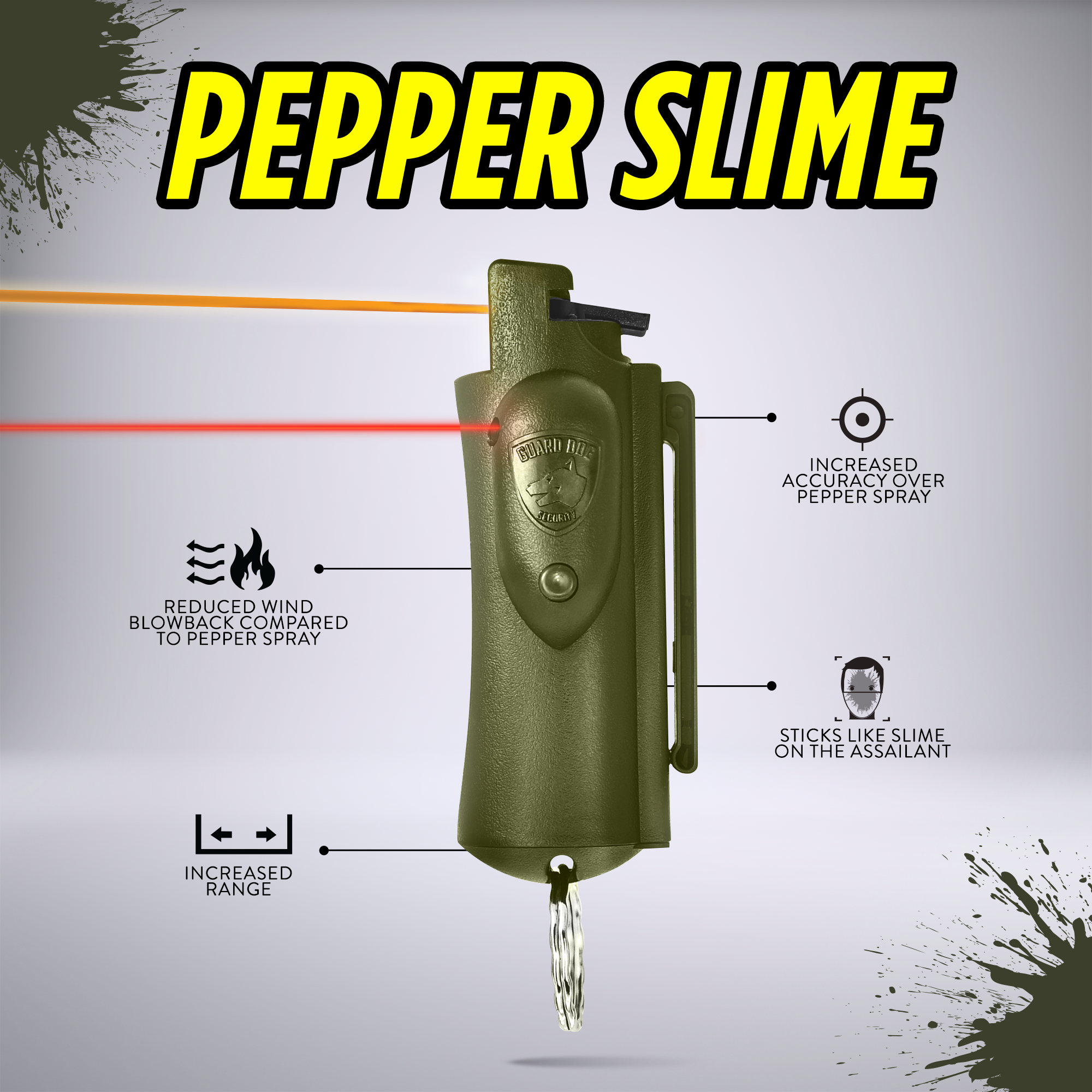Accufire Pepper Slime - Laser Target Keychain with Belt Clip - The ultimate self-defense tool for both women and men