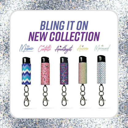 Pepper Spray with Stylish Rhinestone Design | GID w/ Snap Clip