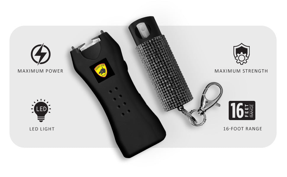 Pepper Spray and Stun Gun Combo with Rechargeable Flashlight