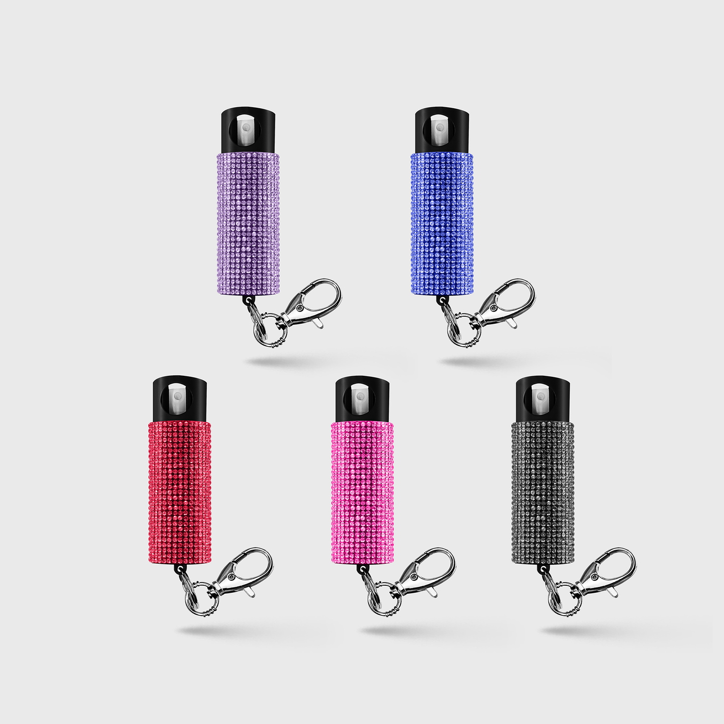 Pepper Spray with Stylish Rhinestone Design | GID w/ Snap Clip 5 Pack