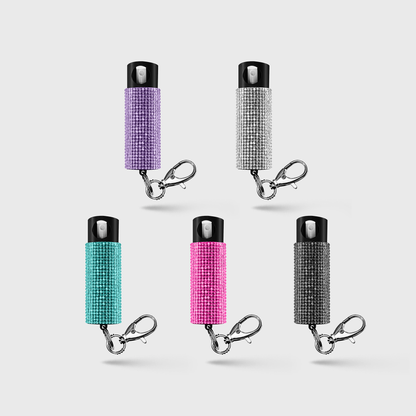 Pepper Spray with Stylish Rhinestone Design | GID w/ Snap Clip 5 Pack