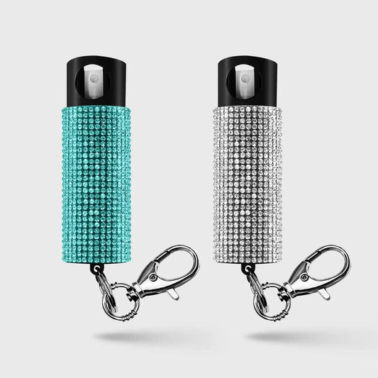 Pepper Spray with Stylish Rhinestone Design | GID w/ Snap Clip 2 Pack
