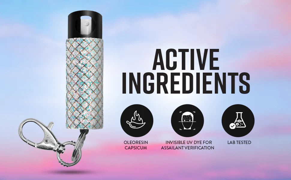 Guard Dog Security Pepper Spray with stylish rhinestone design | GID w/ snap clip