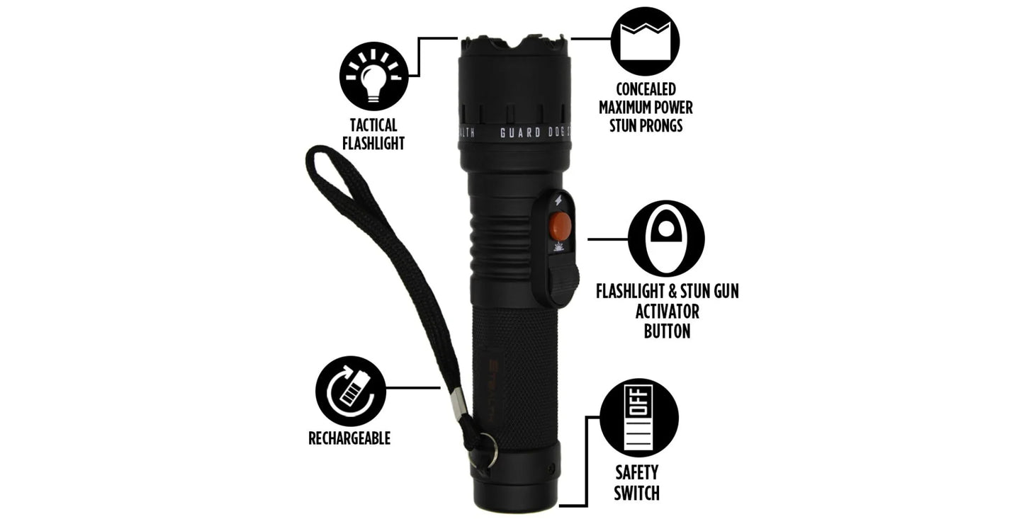 Guard Dog Security Stun Gun Stealth with Flashlight | 110 Lumen w/ Rubberized Grip