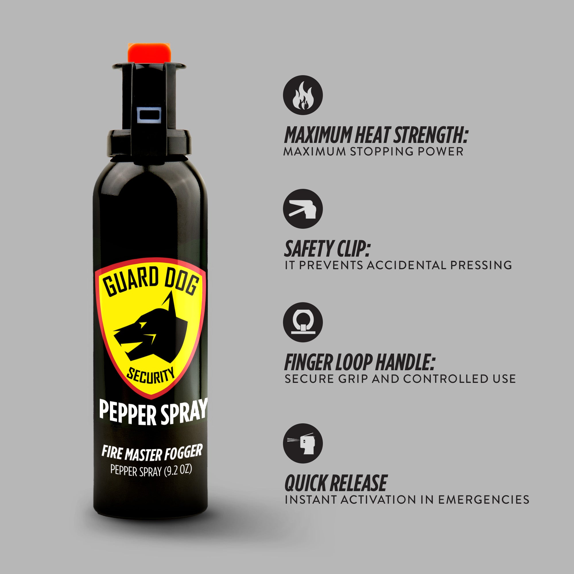 Guard Dog Security Fire Master Pepper Spray – Fogger Pattern, 9 Oz Can
