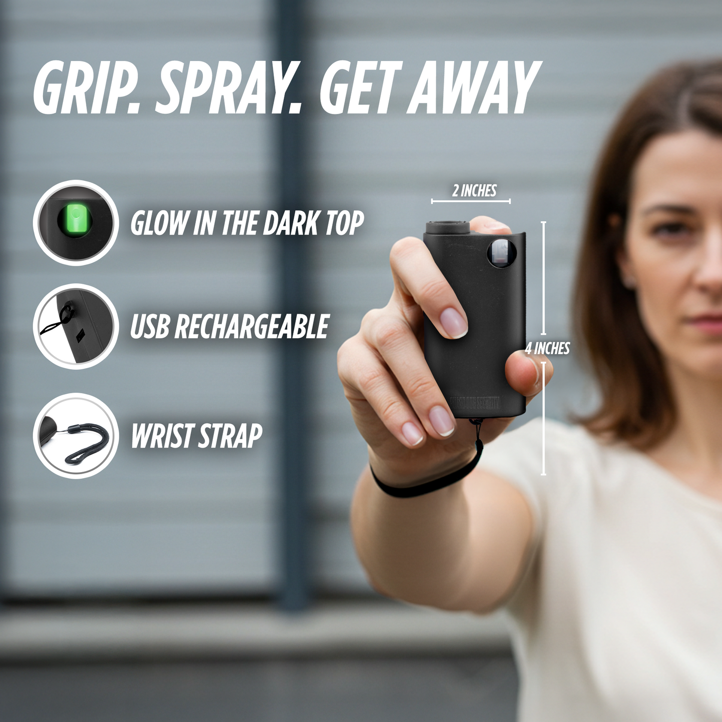 Pepper Spray with Stun Gun and Flashlight | Glow in the dark can