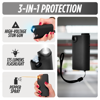 Pepper Spray with Stun Gun and Flashlight | Glow in the dark can
