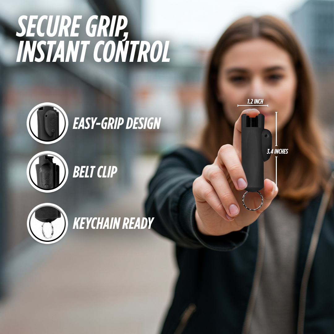 Accufire Pepper Spray with laser sight | Belt clip and Keychain ready