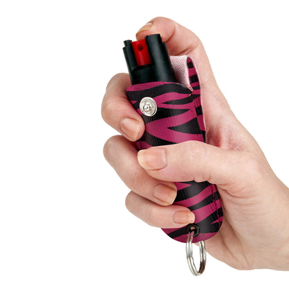 Pink Zebra Soft Case Pepper Spray with Soft Leather Case