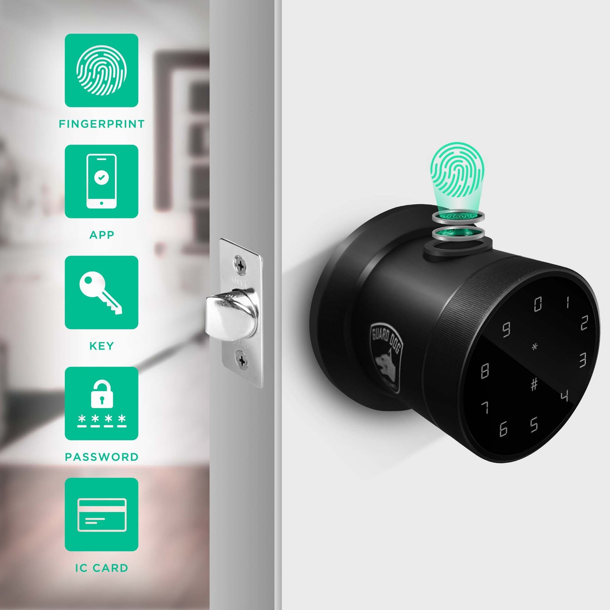 Biometric Smart Lock Ziplock | Knob Lock w/ 5-Ways to Unlock