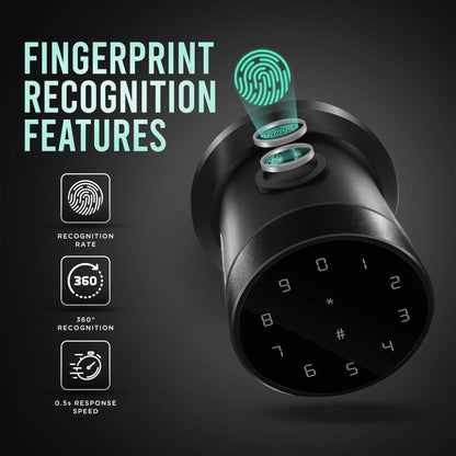 Biometric Smart Lock Ziplock | Knob Lock w/ 5-Ways to Unlock