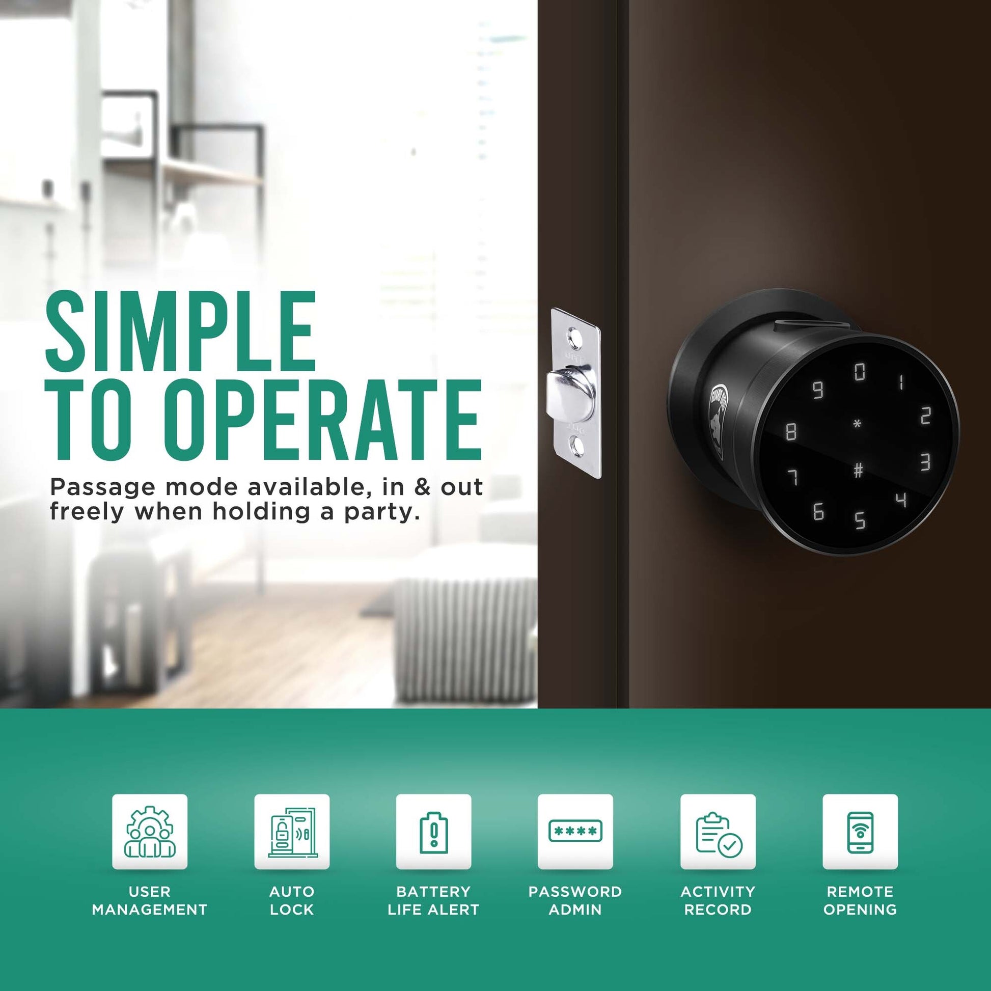 Biometric Smart Lock Ziplock | Knob Lock w/ 5-Ways to Unlock
