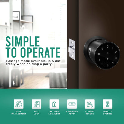Biometric Smart Lock Ziplock | Knob Lock w/ 5-Ways to Unlock